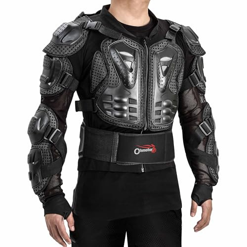 OHMOTOR Motorcycle Body Protective Jacket Armor Men, Motocross Riding Protective Gear,ATV Dirt Bike Chest Spine Protector (as1, Alpha, m, Regular, Regular, Black)