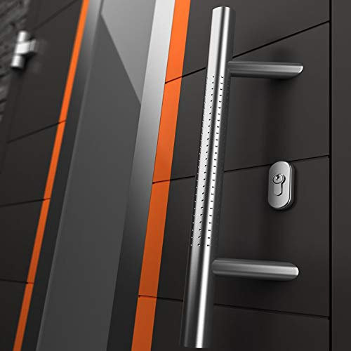 Stossgriff Stoßgriff Haustürgriff Stangengriff aus Edelstahl matt gebürstet mit Punktmuster ø 32mm in verschiedenen Längen (450mm)