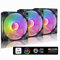 MIWATT 5V Motherboard Anschluss, 120 mm RGB Lüfter, ASUS Aura Sync oder MSI Mystic Control für PC Gehäuse, CPU Kühler, Wasserkühlungs Radiator System (3er Pack, E Serie)