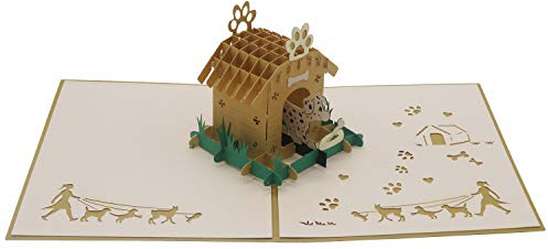 Smiling Art Pop Up 3D Karten, Glückwunschkarten inklusive Umschlag und Schutzhülle, handgearbeitet, handgefertigt, Geschenkkarte für Gutschein, Einladungskarte, Geburtstagkarte (Tier, Hund)
