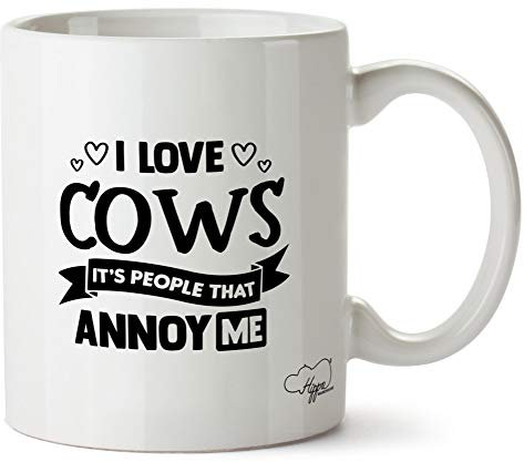 Hippowarehouse I Love Cows It's People That Annoy Me Printed Mug Cup Ceramic 10oz