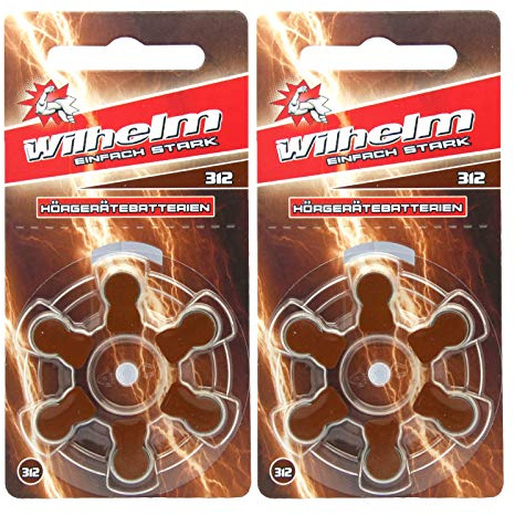 Wilhelm Hörgerätebatterien Typ 312 braun PR41 1,45 V – 12 Batterien