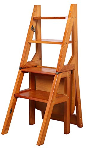 WYF-ZB Folding 4 Stufenleiter Hocker Stehleiter/Treppe Stühle, Umwandlung Faltbare Bibliothek Stufenleiter Lehrstuhl for Küche und Büro, Heavy Duty 200kg Kapazität