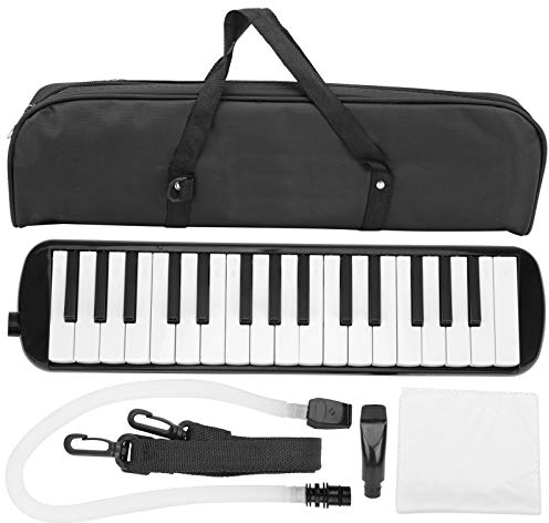 Melodica 32 Piano Keys Klavierinstrument mit Aufbewahrungstasche für Anfänger Studenten Musikliebhaber Windmusikinstrument(Schwarz) Musikinstrumente Spielen