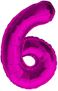 Oblique Unique® Folien Luftballon mit Zahl Nummer in Pink für Kinder Geburtstag Jubiläum Party Deko Folienballon - Zahl wählbar (Nr 6)