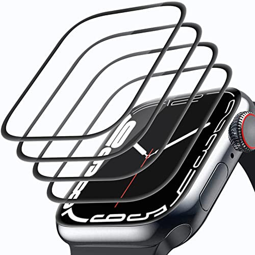 Tentoki [Lot de 4 Protection Écran pour Apple Watch 7 45MM, [Couverture Complète] [sans Bulles] [Anti-Rayures] Transparent Doux TPU Film Protection Écran pour iWatch Series 7 45mm