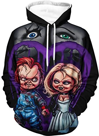 OneFale Chuckys Hoodie 3D Printed Graphic Cosplay Costume Novelty Horror Movie Hoodies Pullover Sweatshirt for Mens, 4, S