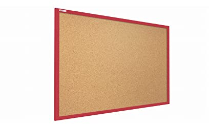 ALLboards Tableau en Liège avec Cadre en Bois Rouge 90x60cm, Tableau d'Affichage Liège, Tableau pour Épingles