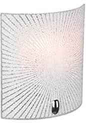 meineWunschleuchte Flache Wandleuchte mit Dekor Glasschirm Weiß satiniert, Höhe 22cm