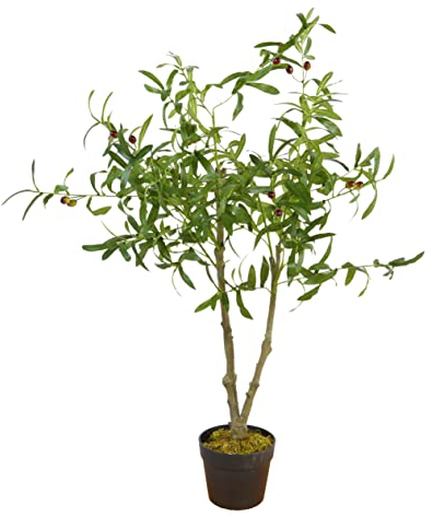 Kunstpflanze im Blumentopf 105 cm - Olivenbaum - Künstliche Deko Pflanze - Kunst Blume Zimmerpflanze Baum