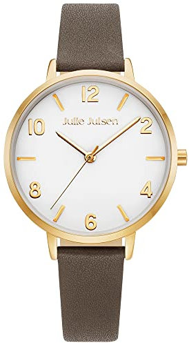 Julie Julsen JJW1486YGL-11 Basic Uhr Damenuhr Leder Edelstahl 3 bar Analog braun