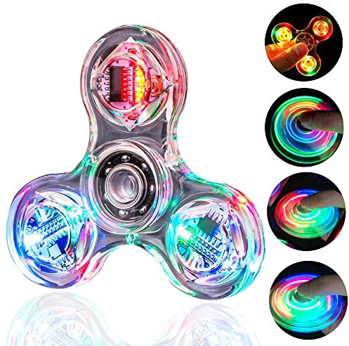 Steemjoey LED Fidget Hand Giocattoli, Jouet Soulagement du Stress, Anti-anxiété, Développement du Cerveau, Cadeau pour Enfants et Adultes - Cristal-Blanc
