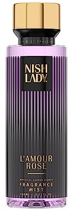 Nishlady Body Spray, Body Mist for Women, L'Amour Rose Fragrance, 260 ml | Long Lasting Scent | Moisturizing Body Spray Womens