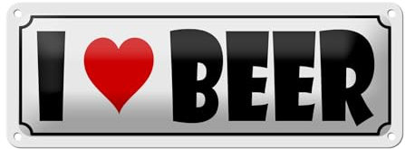 FEMER Blechschild Spruch 27x10cm Bier I Love Beer Dekoration