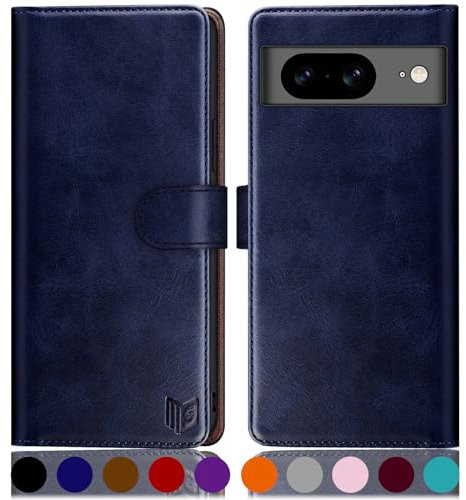 SUANPOT Cover per Google Pixel 8 5G Blocco RFID Portafoglio Slot CarteSupporto Cellulare Magnetica custodia Pelle Sintetica Cover per Pixel 8 Blu