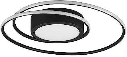 Trio Leuchten LED Deckenleuchte Yava 672310232, Metall Schwarz matt, inkl. 56 Watt LED, Fernbedienung, Dimmer, Farbwechsel