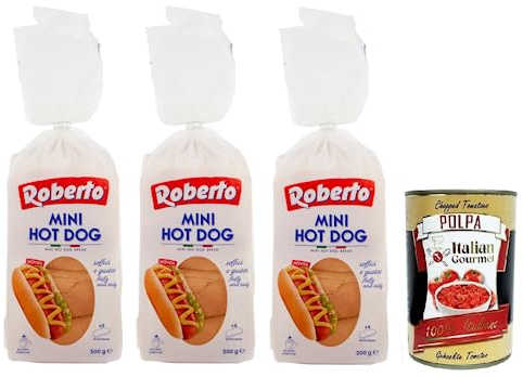 Italian Gourmet Panini mini hot dog Brötchen morbidi per snack 3 x 300g | Confezione da 8 pezzi, softes Brot für Würstel, Grillabend und Kinderparty, Gesamtnettogewicht 900 g + Kostenlos Polpa 400g