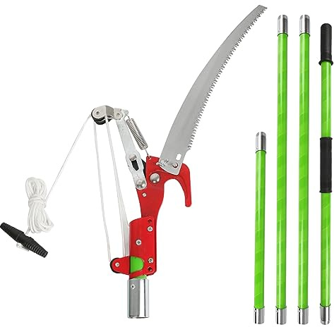 Astsäge Teleskop mit Astschere, Seilzug Gartensäge Baumsäge, Einstellbare Länge, Teleskopsäge mit Tragetasche, Baumschere Handsäge Stangen Astsäge für Astungsarbeiten und Baumpflege (4M)