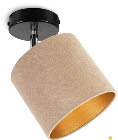 Light-Home Deckenbeleuchtung - Lampen Deckenlampen Milan Sammlung - Deckenlampe Industrial aus Metall und Stoff - Wandlampen 1-Flammig - Durchmesser 15cm - Beige mit Schwarz