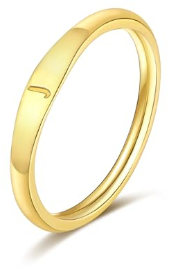 FUNEIA Gold Ringe mit Buchstaben Damen Frauen 14K Vergoldet Initialen Ring Gold Fingerring Stapelring Letter Ring Anfangsbuchstaben Statement Daumenring Modeschmuck Geschenk Teenager Mädchen