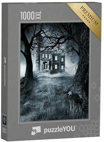 Puzzle 1000 Teile XXL „Illustration: Gruselhaus in dunkler Nacht“ – aus der Puzzle-Kollektion Gothik