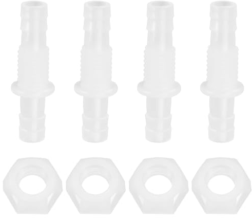 VGOL 4 Stück 8mm Kunststoff Pagoden Verbinder Kunststoff Gerader Durchgangsverbinder Schlauch Barb Fitting Kunststoff Gerader Inline-Verbinder Kunststoff Schlauchverbinder Aquarium Zubehör