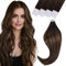 Vivien Echthaar Tape Extensions Ombre Braun Tape Echthaar Extensions Dunkelstes Braun Balayage Hellbraun 20Pcs 35cm 50g
