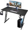 T-THREE.Gaming Desk 120 x 60cm Large metal-framed computer desk with carbon fibre finish, with cup holder and headphone hook, PC gaming desk for home office, easy assembly