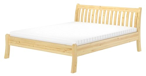 Erst-Holz®Stilvolles Doppelbett 180x200 cm Kiefer massiv Bauart geschwungen Zubehör wählbar V-60.61-18Rollrost und Matratze inkl.