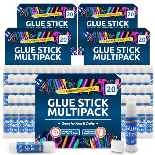 SOL Bulk 100pk Glue Sticks Multipack All Purpose Gluesticks for School Supplies & Office Supplies, Strong Stick Glue Perfect for Crafting with Mess Free Application, School Glue Stick