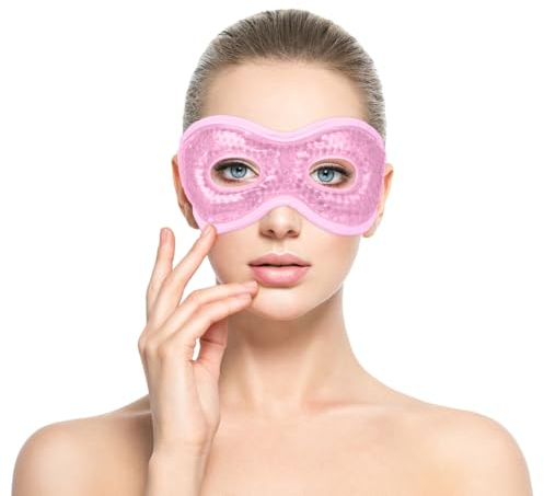 ACWOO Augenmaske Kühlend Kühlbrille, Cooling Eye Mask für Heiße Kältetherapie Geschwollene und Müde Augen, Augenringe, Migräne (A-Rosa)