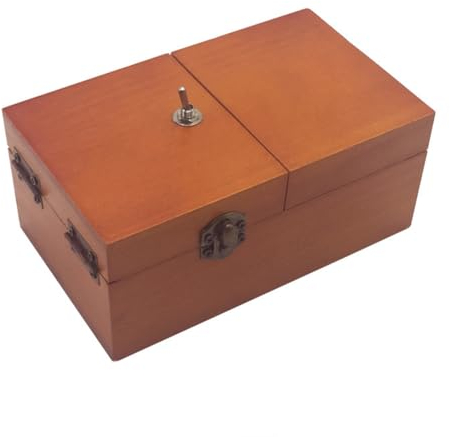SUN-K B Useless Box mit ÜBerraschungen, Useless Box, Komplett Zusammengebautes Spielzeug für Erwachsene und Kinder, Dunkle Holzfarbe
