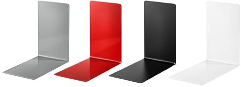 Papiertiger Buchstützen 85x140x140mm aus pulverbeschichtetem Matall (Mix, 8 Stück) 4 Paar in den Farben schwarz, weiß, grau und rot