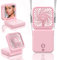 EasyAcc Portable Handheld Fan, Mini Fan Makeup/Eyelash Mirror 5000 Battery Rechargeable Personal Neck Fan 32H/5 Speed/Backup Power/Digital Display/Phone Stand fan for Outdoor Travel Gifts Women Girls