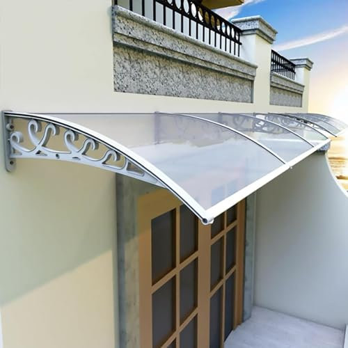 Marquise de Porte et Fenêtres, auvent de Porte d'entrée extérieur, Marquise d'accueil Moderne, Auvent de Patio en Polycarbonate, Insonorisation Résistante Aux UV Étanche,120×240cm/47×94
