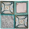 Liu Jo Jeans Foulard 4 Quadrate 120x120 aus fließendem Stoff mit Patchwork-Print mit Logo-Print Pink, Dark Jade, Einheitsgröße