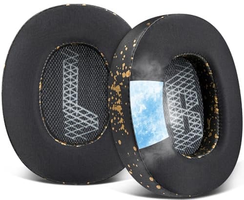 SOULWIT Cooling Gel Replacement Ear Pads for JBL E65BTNC/Live 650BTNC/Duet NC Over-Ear Headphones, Earpads Cushions with Softer Leather, Noise Isolation Foam - Black Gold