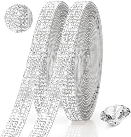 Strass Autocollant et Thermocollant - Ruban Paillette Décoratif - Bande De Strass A Coller - 2 Pièces