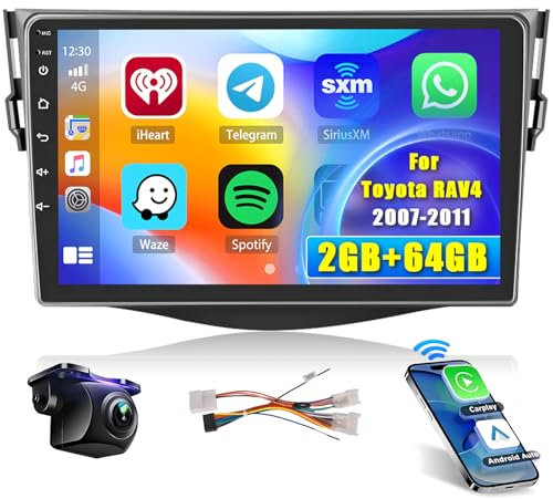 Hikity [2+64GB] Android 15 Autoradio, Wireless CarPlay Android Auto, für Toyota RAV4 2007-2011 Radio, 9 Bildschrim Auto Radio, Bluetooth, Mirror Link, GPS WiFi FM RDS SWC EQ