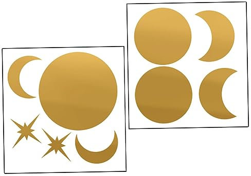 Alipis 1 Set Photo Frame Wall Stickers Sun Wall Murals Star Wall Stickers Night Sunshine Decals Moon Phase Wall Decor Moon Decals Living Room Moon Sticker Moon Phase Decals Golden PVC