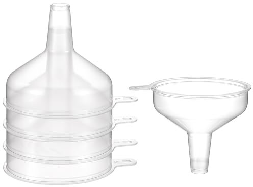 Piriuuo 4 Pcs Small Funnel, Clear Funnels for Kitchen Use Filling Bottles Mini Funnel Plastic Funnel Small Funnels for Filling Small Bottles Water Bottle Funnel for Kitchen Powder Essential Oils