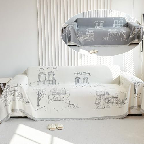 Highdi Sofaüberwürfe Abdeckung Sofadecke, Weihnachten Wendbar Sofaüberwurf Sofa Überzug L Form Sofabezug Ecksofa Universelle rutschfeste Couch Überzug (Beige Grau,180x400cm)