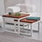 Raw Furniture Designs Couchtisch Massivholz - Set 2er Handgefertigt Couchtischen - Kleiner Quadratisch Tisch - Wohnzimmertisch - Coffee Table (Dunkel Holz, Weiß, Vertikal Tischplatte)