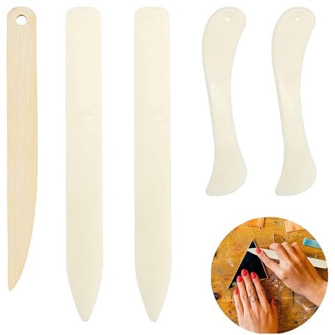 Zasiene 5 Stück Falzbein Für Papier Set, Falzbrett Und Werkzeug Binding,Bone Book Boxen,Falten Falz Falzbeil,Falzen Falzmaschine Falzstift,Folder Kit Knochen,Mit Origami,Packlisten-Beutel Schneide