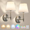 Pingxihule Battery Operated Wall Sconce Set of 2,Brushed Nickel Wireless Wall Light with Remote Control,RGB Dimmable 15 Colors,Rechargeable Bulbs Cordless Wall Lamp for Indoor Bedroom Bathroom1