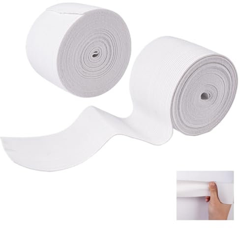 Orixo 2 Rollen Breites Gummiband 50mm, 10m (11 Yards) Gummiband Breit zum Nähen, Gummigummi zum Nähen für HaarbäNdern, Kleidung, Sofasitzbezügen, Spanngurten, Taillenbändern, DIY Handwerk Usw.(Weiß)