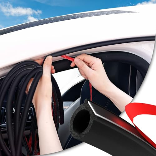 Jobon Auto Türdichtung Selbstklebend Gummi - 6.1M D-förmige, Schallschutz & Wasserdicht Universal Gummidichtung Autotür für PKW, Transporter, Oldtimer (19 * 19mm, Schwarz)