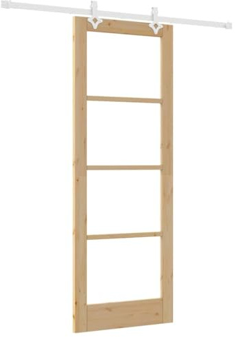 Set Porta Scorrevole vidaXL con Componenti 78x211 cm Legno Massello Pino