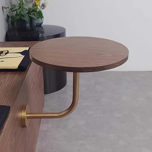 MYXJX Wandschreibtisch, An der Wand montierter runder Stehtisch, moderner Kleiner Cocktail-Kaffee-Beistelltisch, Theken-Bistro-Pub-Schreibtisch, for Bistro, Café, Getränkeladen(B 40cm/15.8in Walnut)