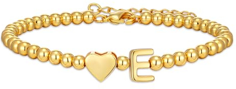 ESPVO Gold Armband mit Buchstabe und Herz für Frauen Damen 18K Vergoldete Gold Personalisierte Initiale A-Z Name Anhänger Armbänder Freundschaftsarmband Freundschaftsarmbänder für Männer